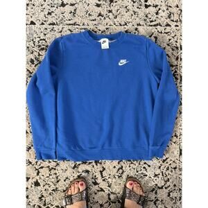 Nike Crewneck Sweatshirt Blue White Logo Pullover Activewear Size M